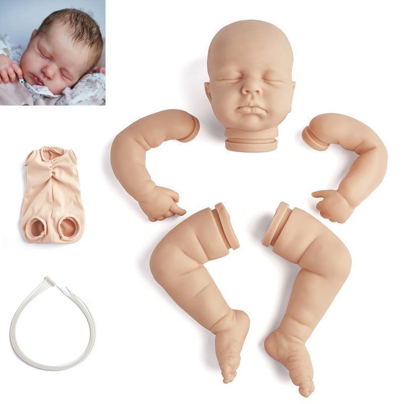 20 Zoll Loulou Geschlossene Augen DIY Unlackiertes Reborn Puppe Kit