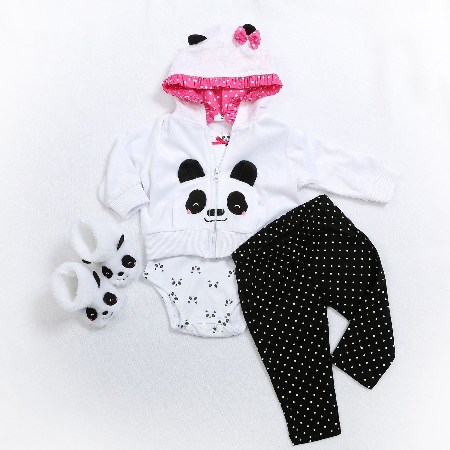 Panda Wellenpunkt 4-teiliges Puppentuch-Set für 18-24 Zoll Puppen