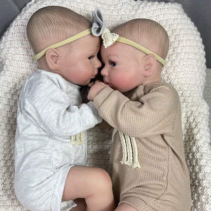 20 Zoll lebensechte Reborn-Puppe mit blauen Augen Zwillingsschwestern-Loulou