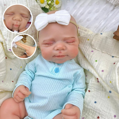 45 cm dehnbare vollsilikone schlafende Pascale Reborn Puppe im blauen Strampler
