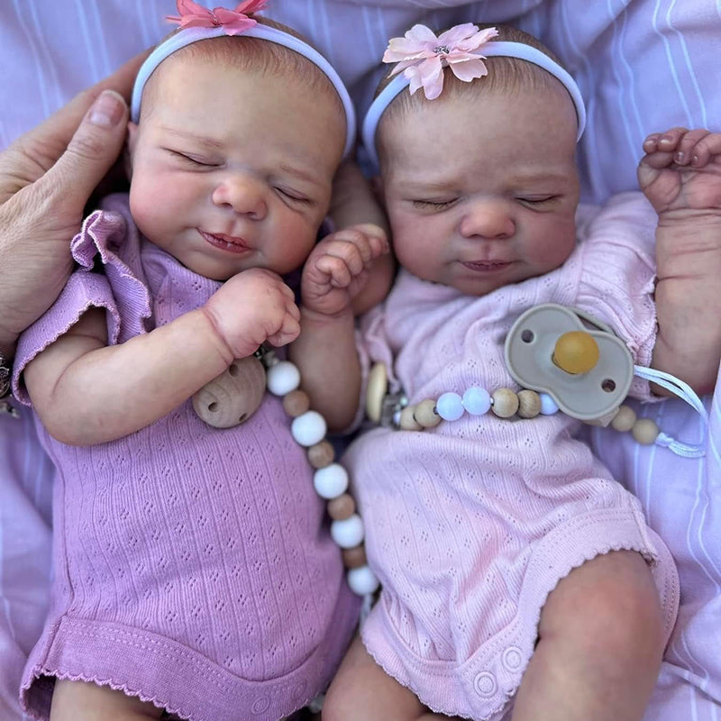 19 Zoll Bertha und Beatrice Realistische schlafende Reborn-Puppe Zwillingsschwestern-Pascale