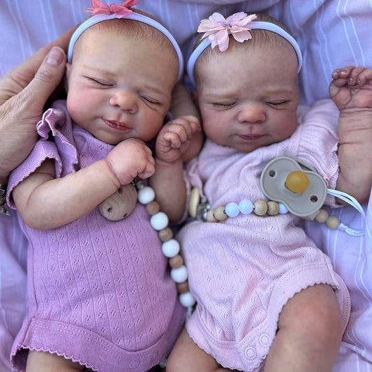 19 Zoll Bertha und Beatrice Realistische schlafende Reborn-Puppe Zwillingsschwestern-Pascale