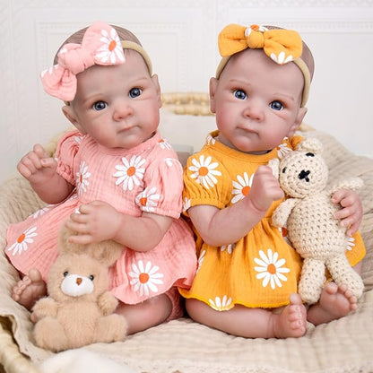 48 cm Reborn-Zwillingspuppe mit offenen Augen und weichem Körper im Daisy-Body-Bettie