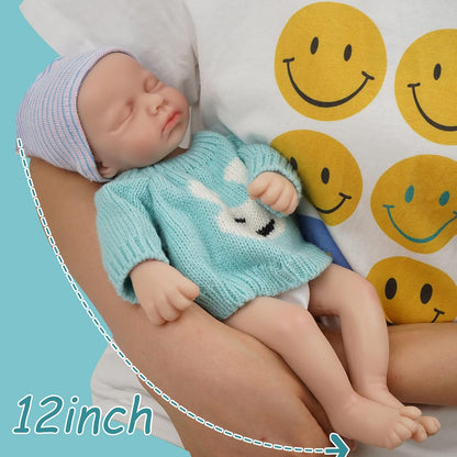 30 cm lebensechte Silikon-Reborn-Babypuppe mit geschlossenen Augen Zwillingsschwestern – Loulou