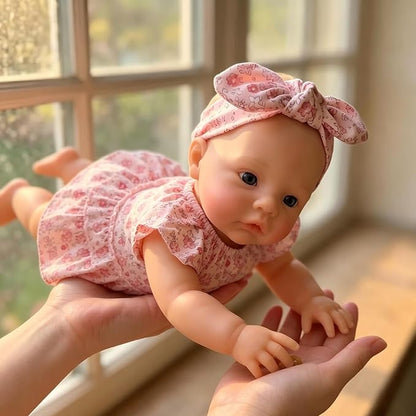 45 cm realistische Reborn Puppe aus Vollsilikon Mädchen im Blumenkleid -Meadow