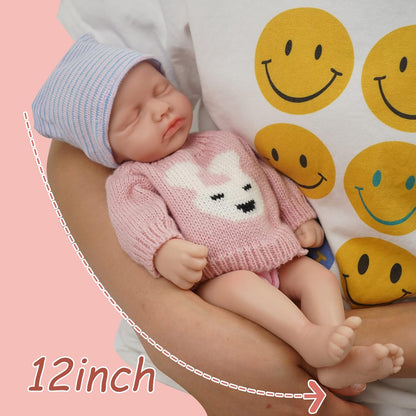 30 cm lebensechte Silikon-Reborn-Babypuppe mit geschlossenen Augen Zwillingsschwestern – Loulou