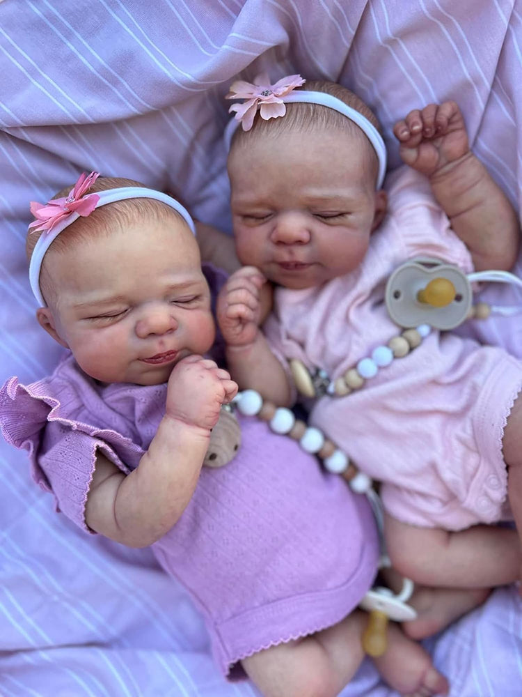 19 Zoll Bertha und Beatrice Realistische schlafende Reborn-Puppe Zwillingsschwestern-Pascale