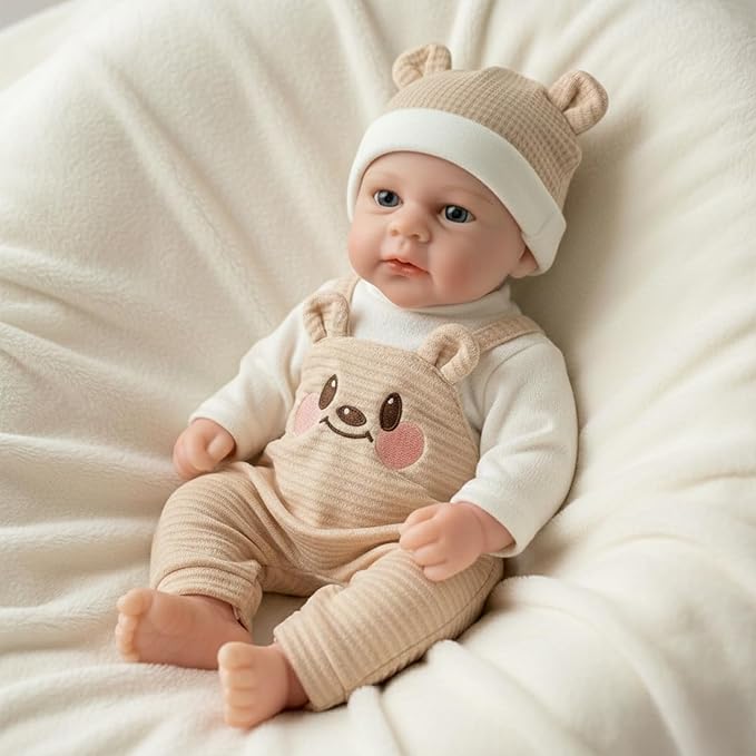 30 cm lebensechte Silikon Reborn Babypuppe Mädchen mit offenen Augen-Elijah