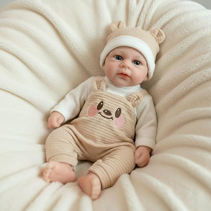 30 cm lebensechte Silikon Reborn Babypuppe Mädchen mit offenen Augen-Elijah