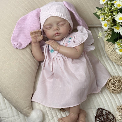 48 cm weiche schlafende Irys Reborn Puppe im rosa Kleid