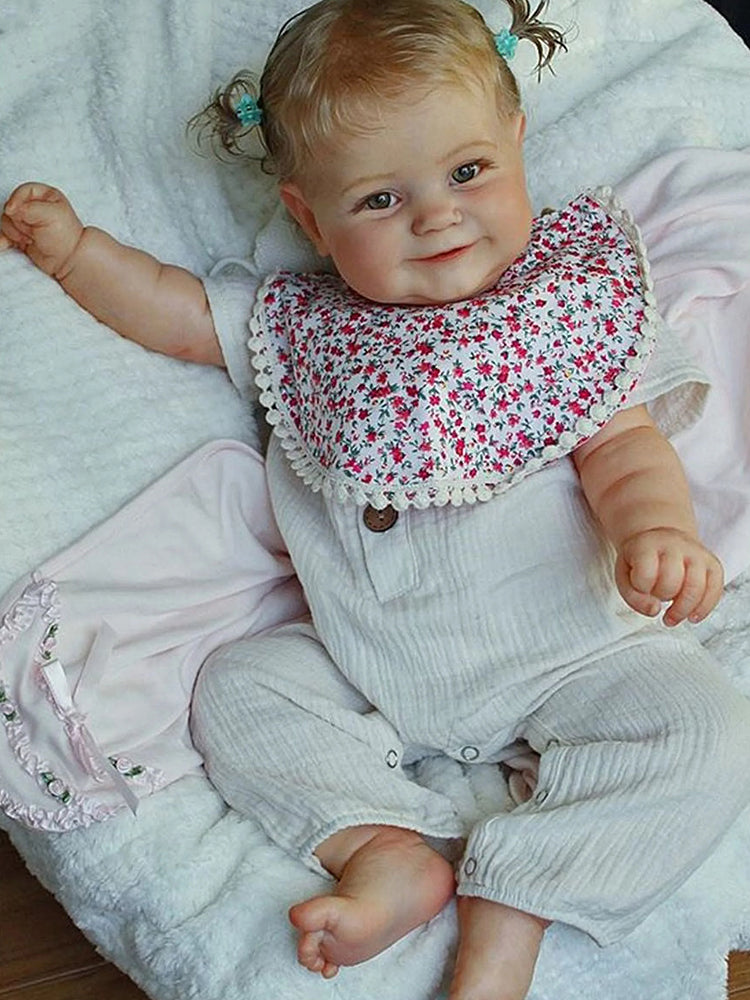 60 cm lebensechte blonde Haare Lächeln Reborn Kleinkind-Maddie