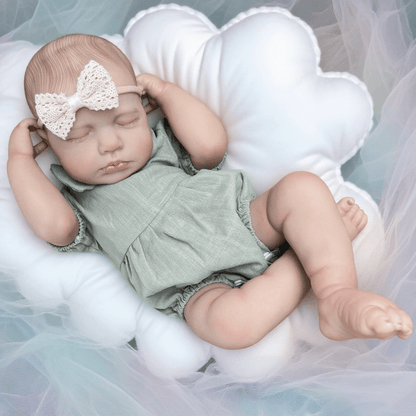 20 Zoll schlafende LouLou Reborn Puppe Mädchen in blauer Kleidung
