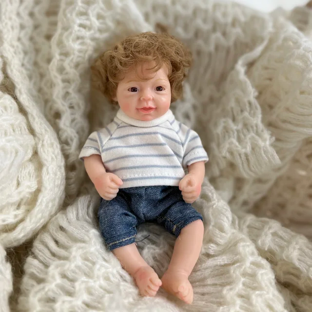 6 Zoll offene Augen kurzes Haar Mini Vollsilikon Reborn Puppe