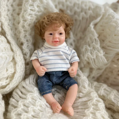 6 Zoll offene Augen kurzes Haar Mini Vollsilikon Reborn Puppe