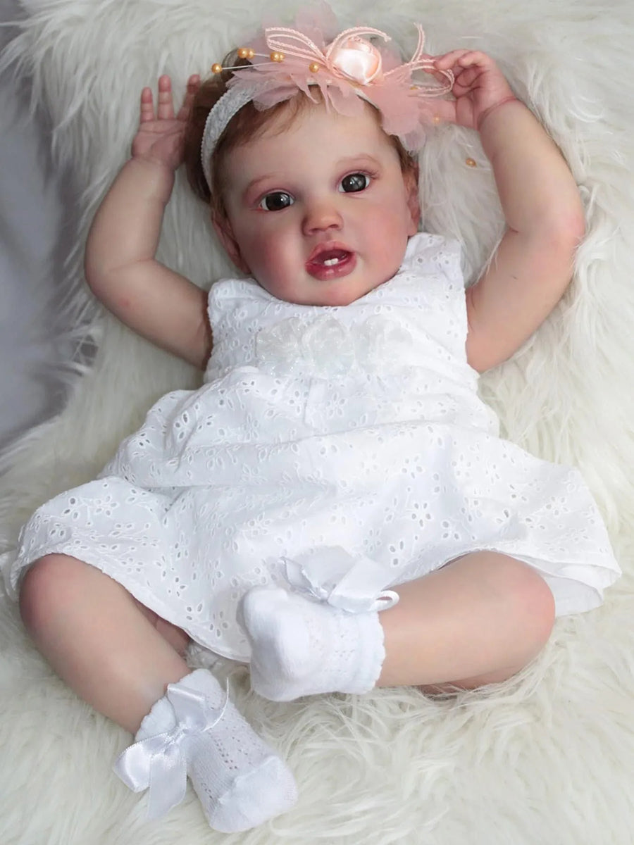 Rita 60 cm blaue Augen blondes Haar Reborn Kleinkind-Lottie