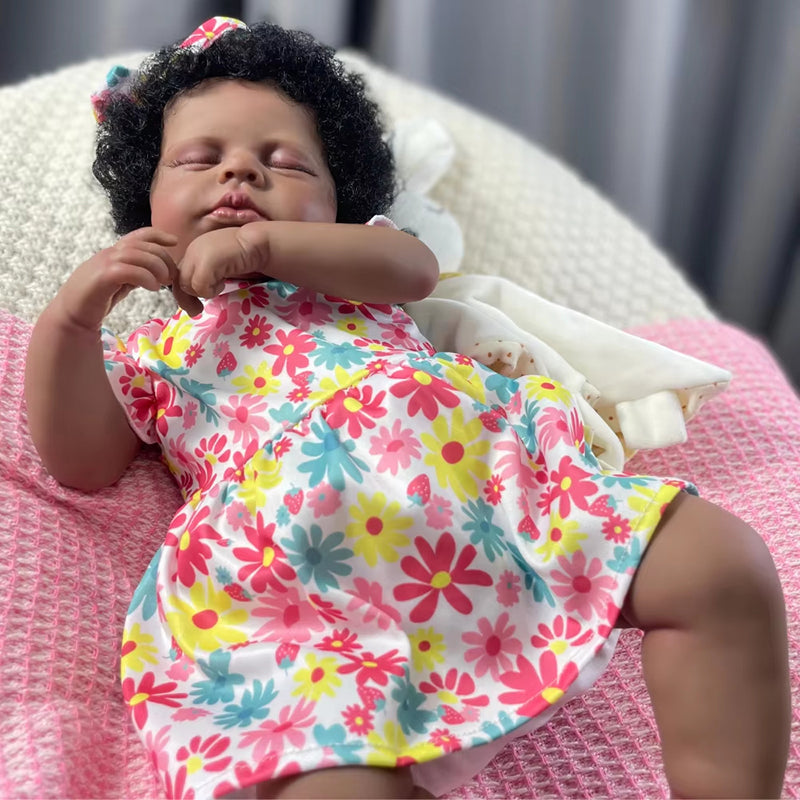 20 Zoll Julius geschlossene Augen Afroamerikaner Reborn Puppen-Loulou