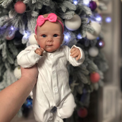48cm lebensecht wirkendes Bettie Reborn Babypuppe Mädchen mit offenen Augen im weißen Body