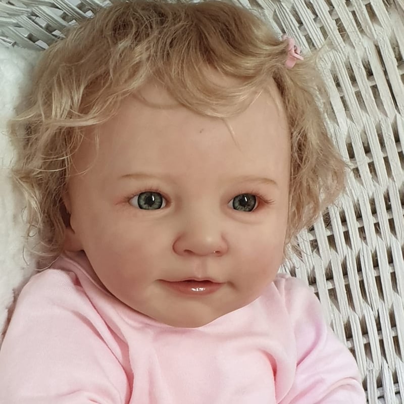 22 Zoll süße Corey Reborn Puppe mit offenen Augen und blonden Haaren
