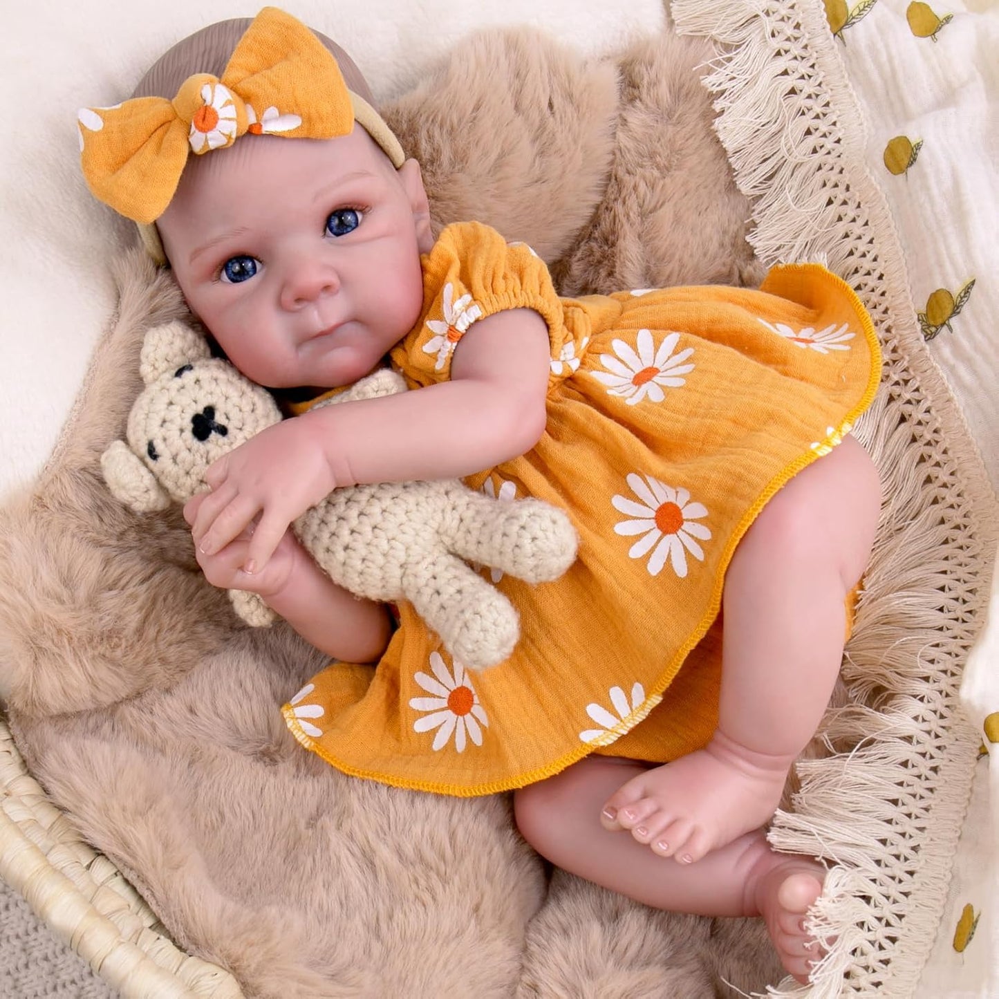 48 cm Reborn-Zwillingspuppe mit offenen Augen und weichem Körper im Daisy-Body-Bettie