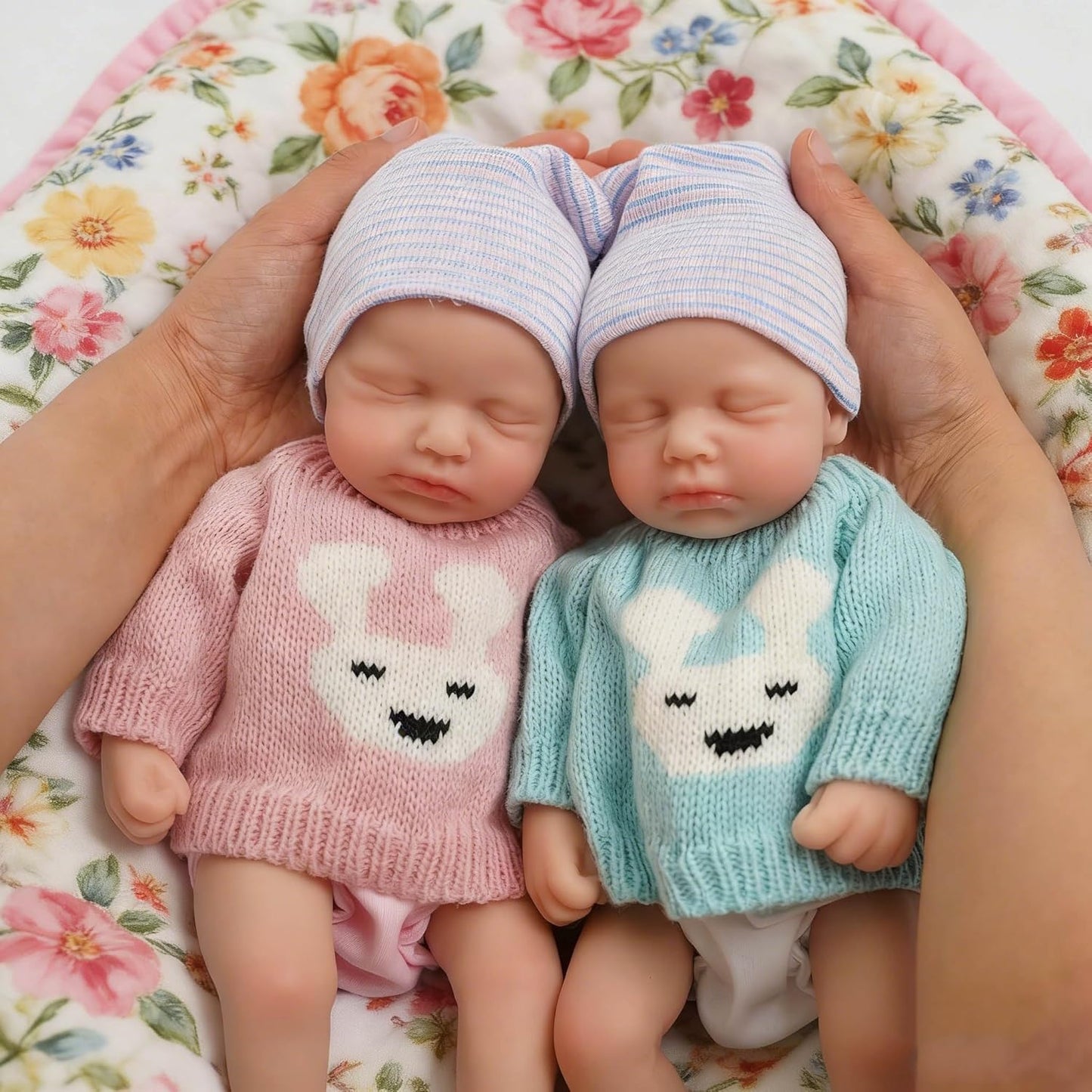 30 cm lebensechte Silikon-Reborn-Babypuppe mit geschlossenen Augen Zwillingsschwestern – Loulou