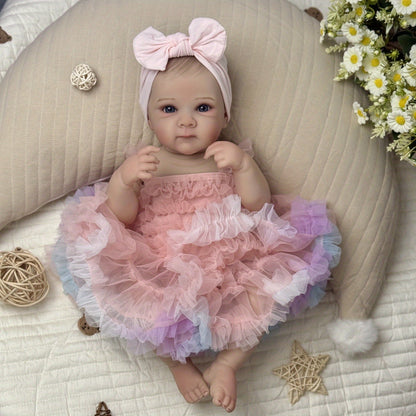 48 cm Bettie Reborn BabypuppeMädchen mit offenen Augen im rosa Kleid
