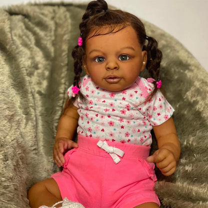 Renee 60 cm offene Augen dunkle Haut Reborn Puppe-Jaylan