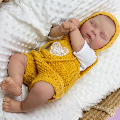 20 Zoll 3D-Haut weicher Körper schlafende Reborn Puppe im gelben Pullover - Peaches