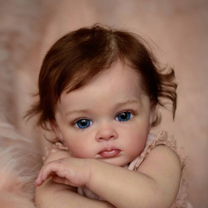 22 Zoll Magda Braun Haar Offene Augen Reborn Puppe Mädchen-Tutti