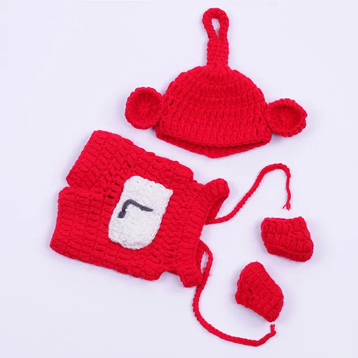 3-teiliges Set aus gestricktem Body Mütze und Socken für 30cm Puppen