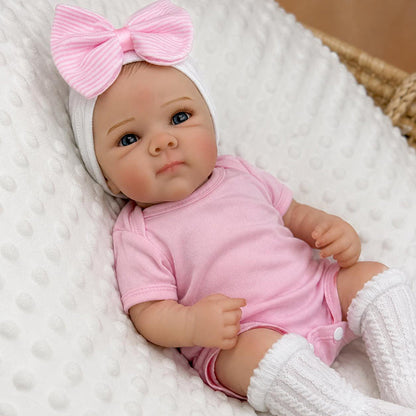 18 Zoll lebensechte Bettie Reborn Puppe Mädchen mit blauen Augen im rosa Body