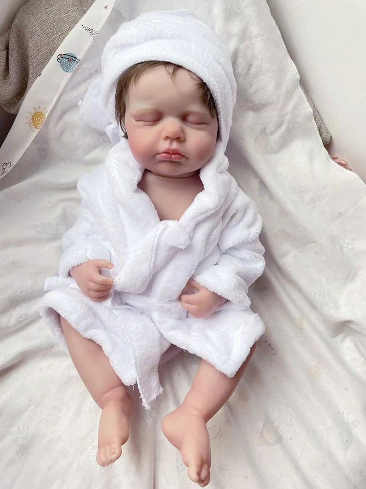 20 Zoll kurze Haare schlafende Reborn-Puppe im Bademantel-Loulou