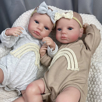 20 Zoll lebensechte Reborn-Puppe mit blauen Augen Zwillingsschwestern-Loulou