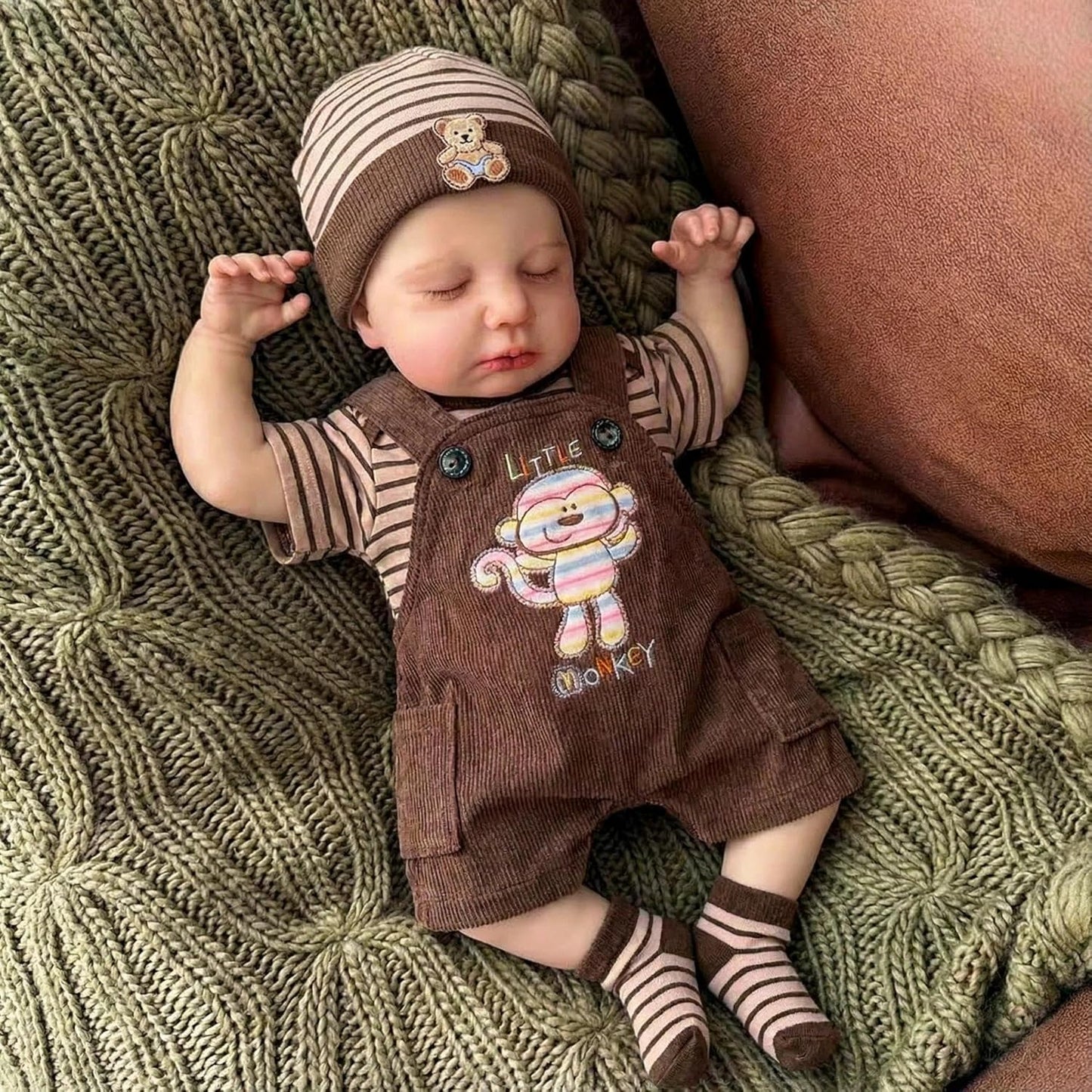 20 Zoll r lebensecht wirkender Loulou Reborn-Babyjunge mit geschlossenen Augen