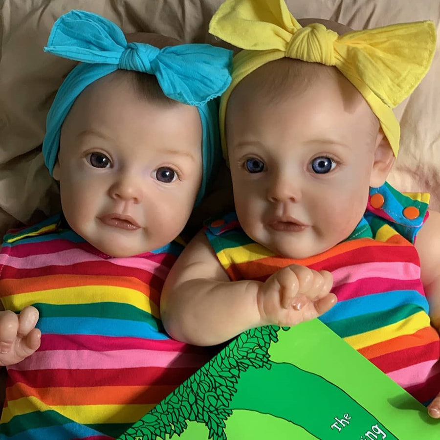 22 Zoll Ella und Lucien Reborn Puppen Zwillingsschwestern