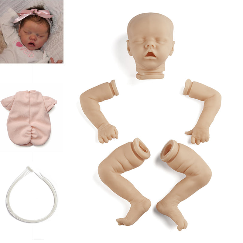 17 Zoll Zwilling A Geschlossene Augen DIY Unlackiertes Reborn Puppe Kit