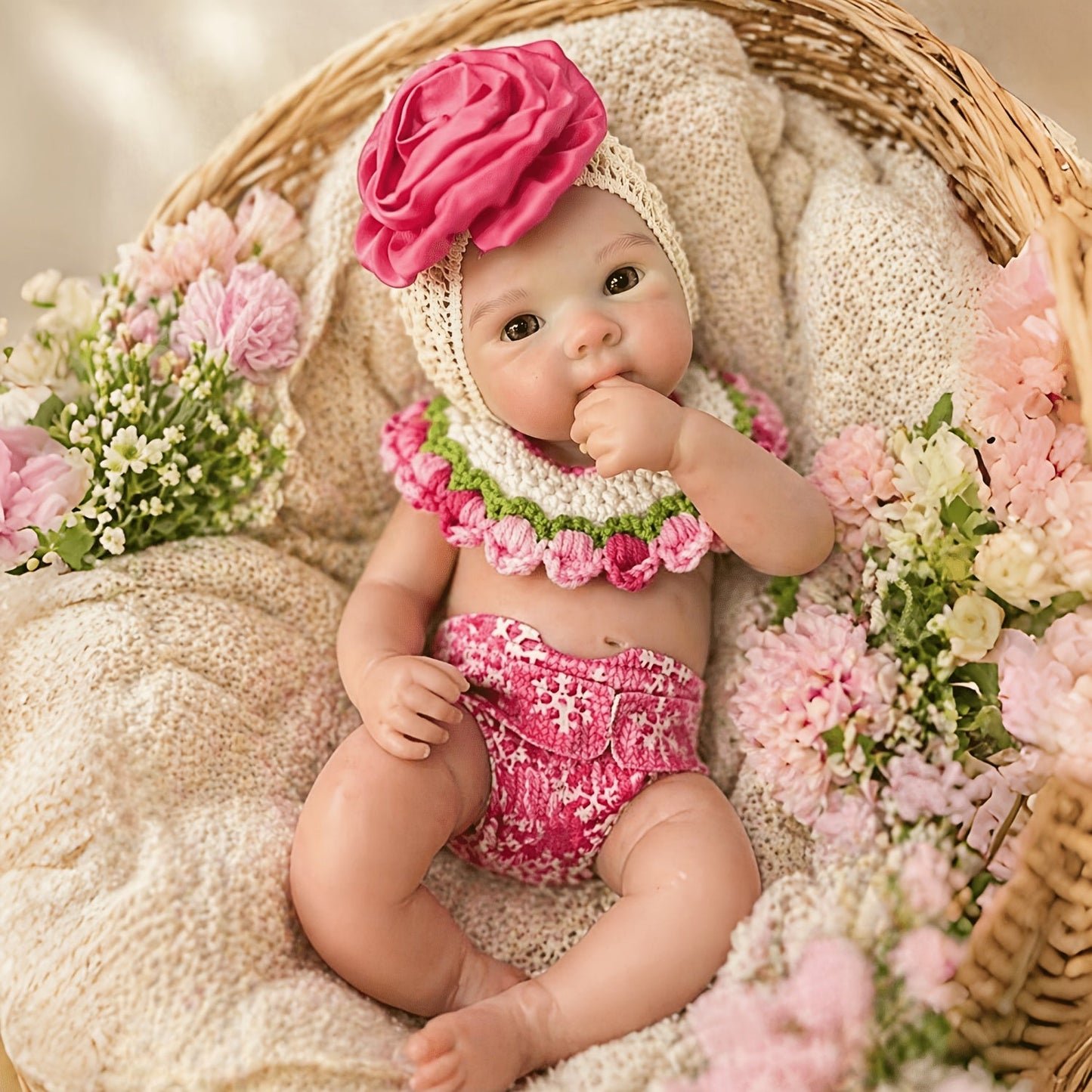 30cm Bettie Reborn-Baby aus Vollsilikon in Strickkleidung
