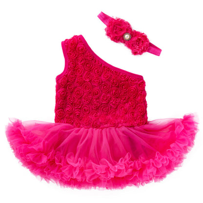 22-23 Zoll Rosa Reborn Puppenkleid mit schrägen Schultern