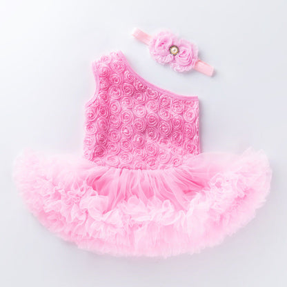 22-23 Zoll Rosa Reborn Puppenkleid mit schrägen Schultern