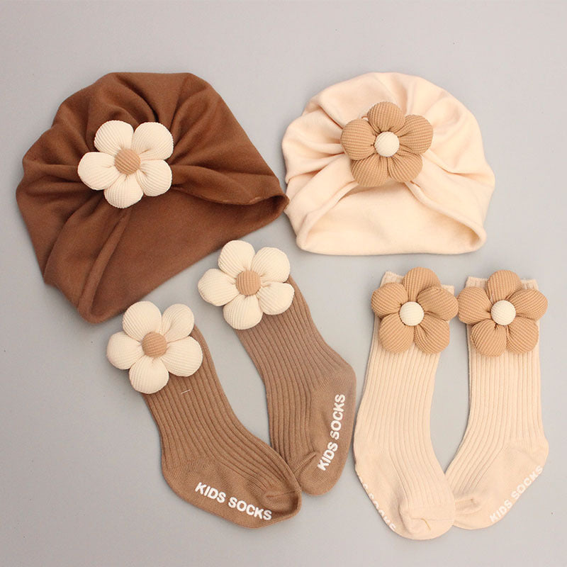 Süße Blume Baby Mütze und Socken 2-teiliges Set
