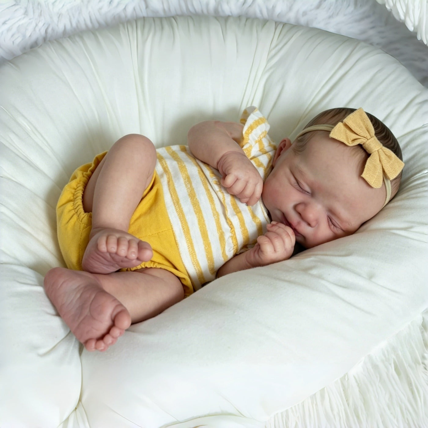 48 cm schlafendes Reborn-Baby Pascale im gelben Strampler