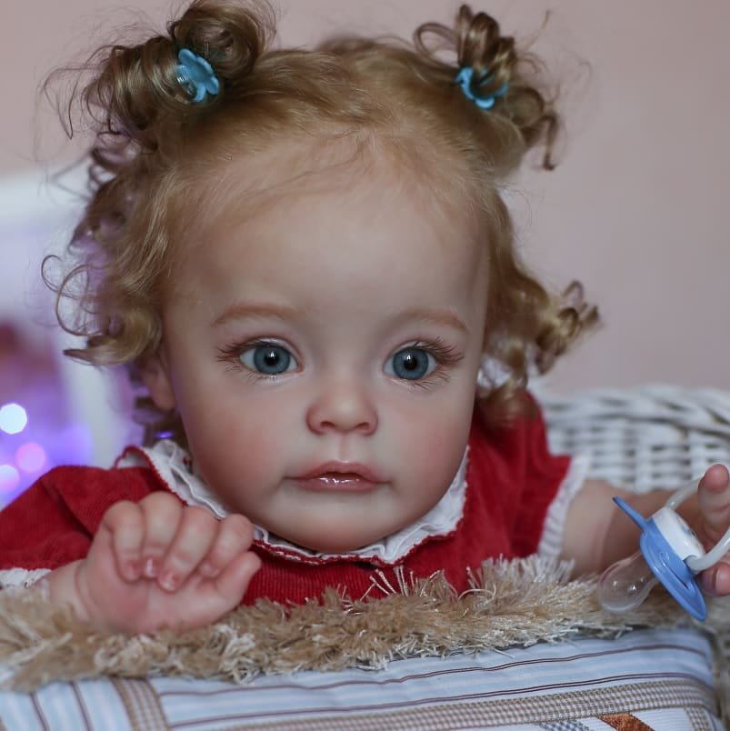 24 Zoll Reborn-Puppen mit offenen Augen und rotem Kleid - Suesue