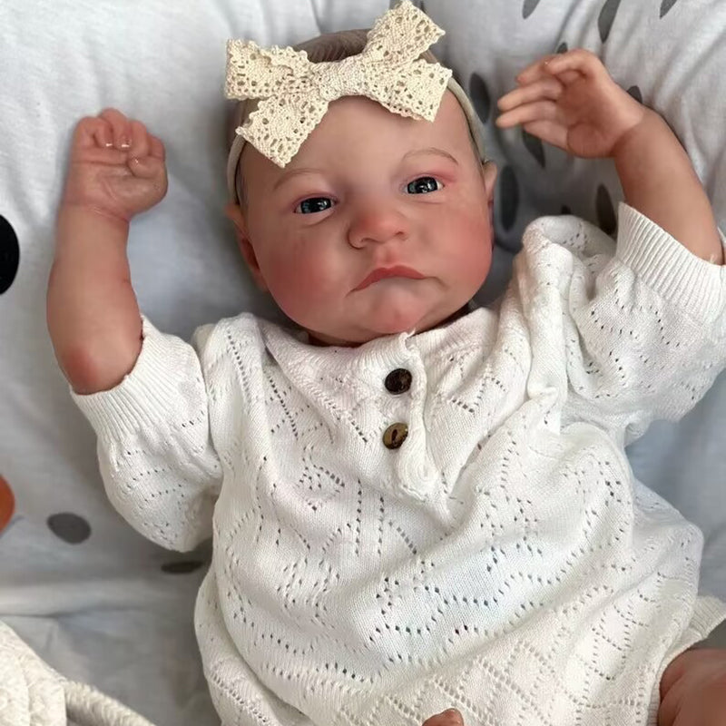 18 Zoll Reborn Puppen mit offenen Augen Jungen/Mädchen mit weißer Kleidung – Levi