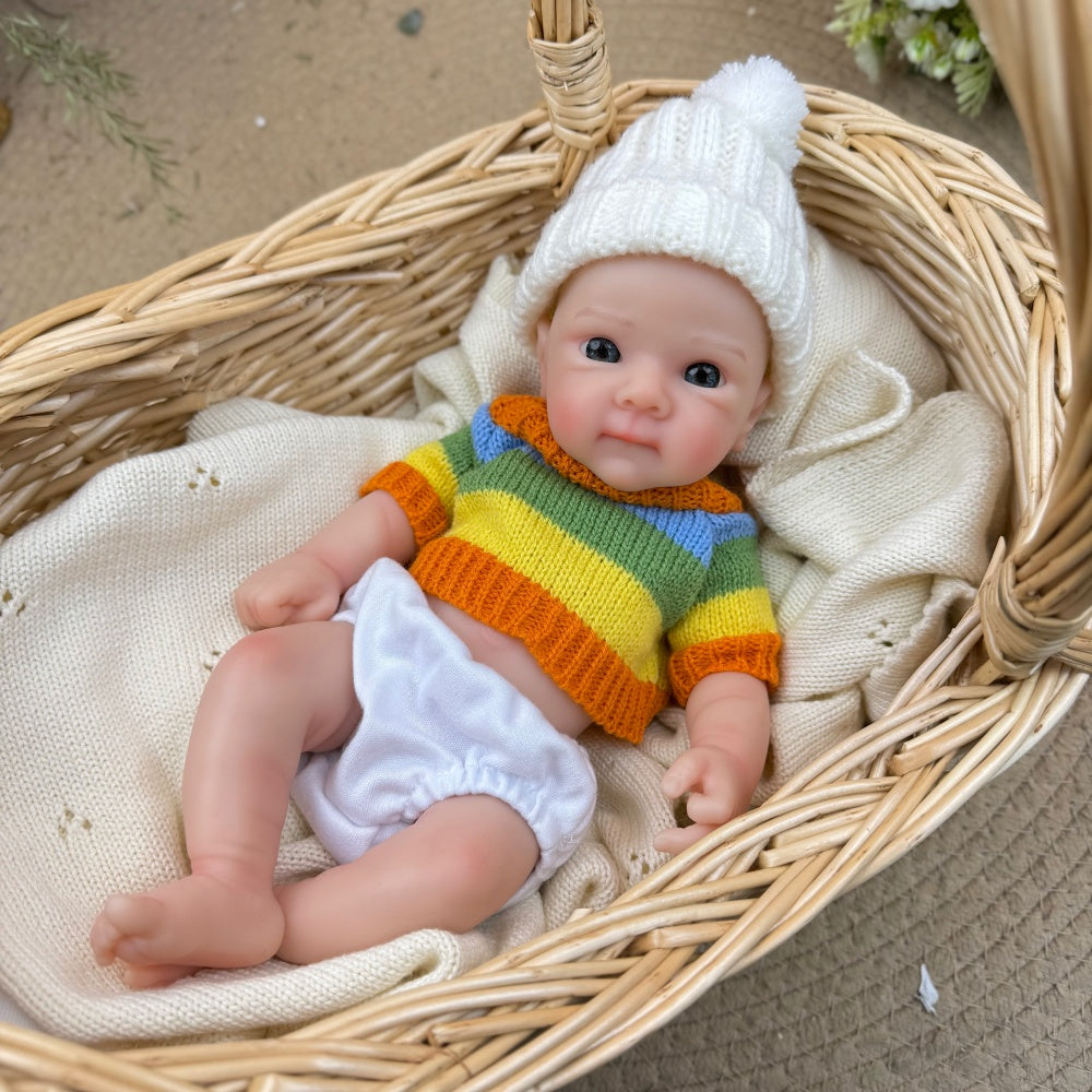 30 cm vollständig aus Silikon gefertigtes Bettie Reborn Baby-Mädchen im bunten Streifenpullover