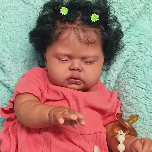 24 Zoll geschlossene Augen dunkle Haut kuscheliges Reborn Baby Mädchen-Pickle