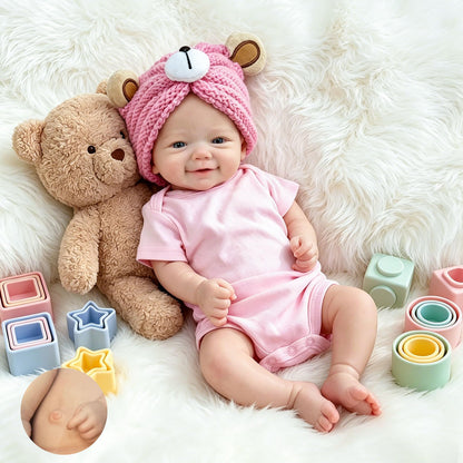 18 Zoll lebensechte Vivienne Reborn Puppe aus Vollsilikon im rosa Strampler