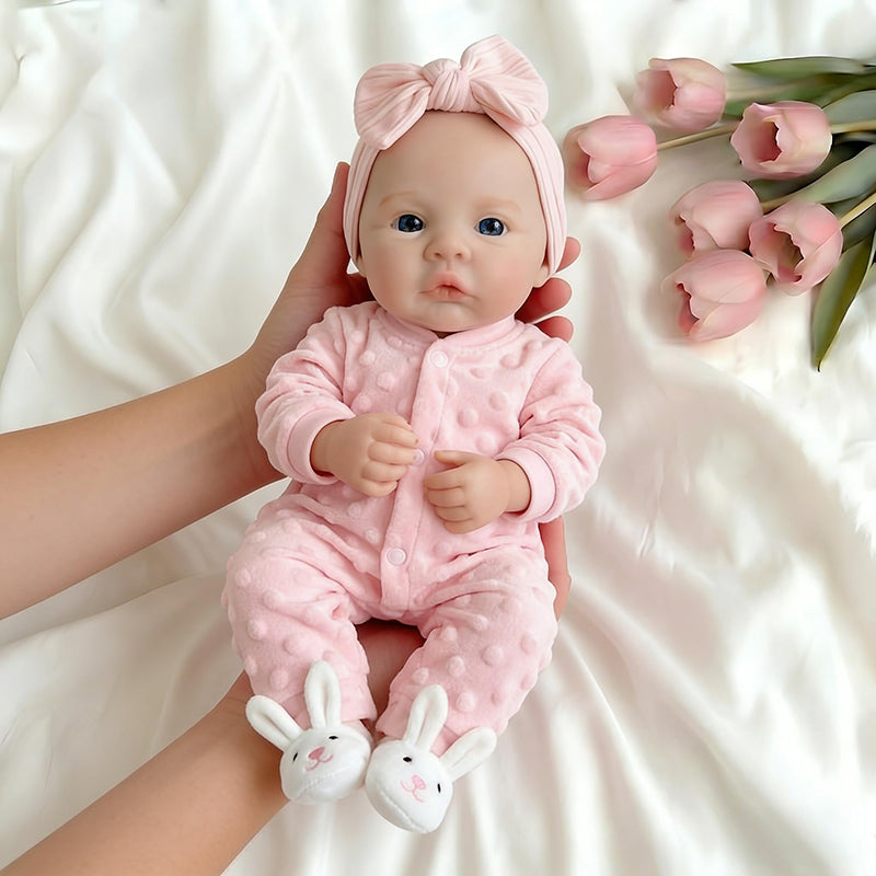 45 cm vollsilikone Reborn Puppe Bettie und Meadow Zwillingsschwestern in rosa Outfits