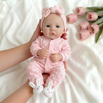 45 cm vollsilikone Reborn Puppe Bettie und Meadow Zwillingsschwestern in rosa Outfits