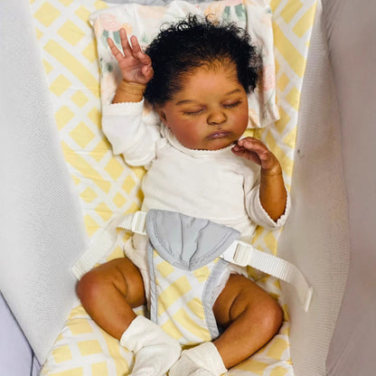Elsie 19 Zoll lebensechte geschlossene Augen dunkle Haut Reborn Puppe-Laura