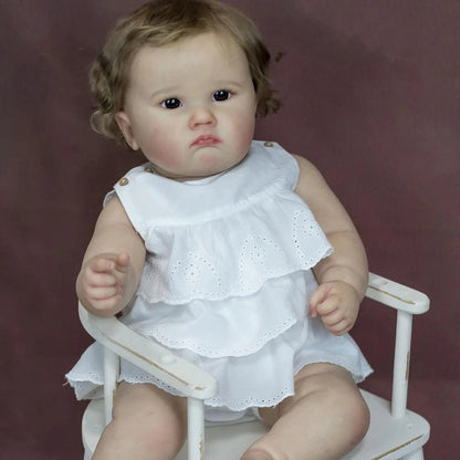 Cheryl 60cm Reborn-Puppe mit blauen Augen und braunen Haaren