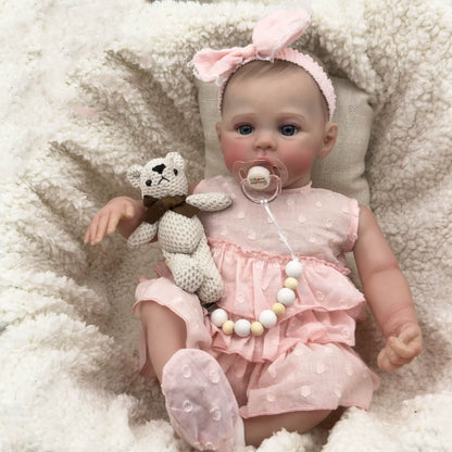48cm blaue Augen weicher Körper Reborn Baby Meadow im rosa Kleid